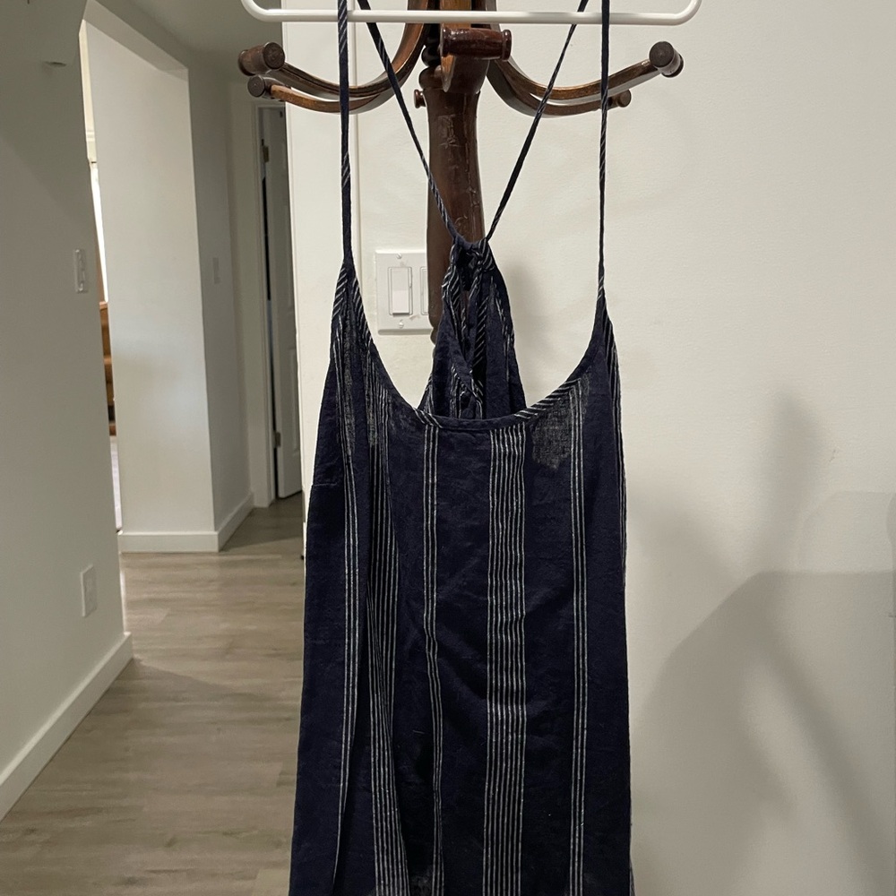 Navy Striped Women's Tank Top